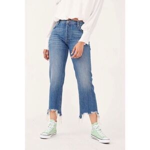 NWT Free People Maggie Mid-rise Straight Jeans In Sequoia blue